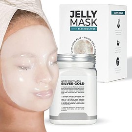 BRÜUN Jelly Mask Jar White Gold Glycolic AC AHA Peel-Off Face Care Rubber Mask | 23 fl oz Skin Care Moisturizing Gel Mask Jar Spa Set
