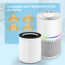 2 Pack H13 True HEPA Replacement Filter Compatible with FRESHDEW AP202 Air Purifier, 3-in-1 High-Efficiency Air Filter