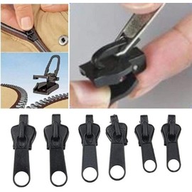 6PCS Black Zipper Slider Replacement Zip Slider, Zipper Repair Kit Metal Pull Tabs Zip Fixer Parts For Repair Jeans Coats Jacket Zipper For Repair Jeans Coats Jacket Zipper Buckles