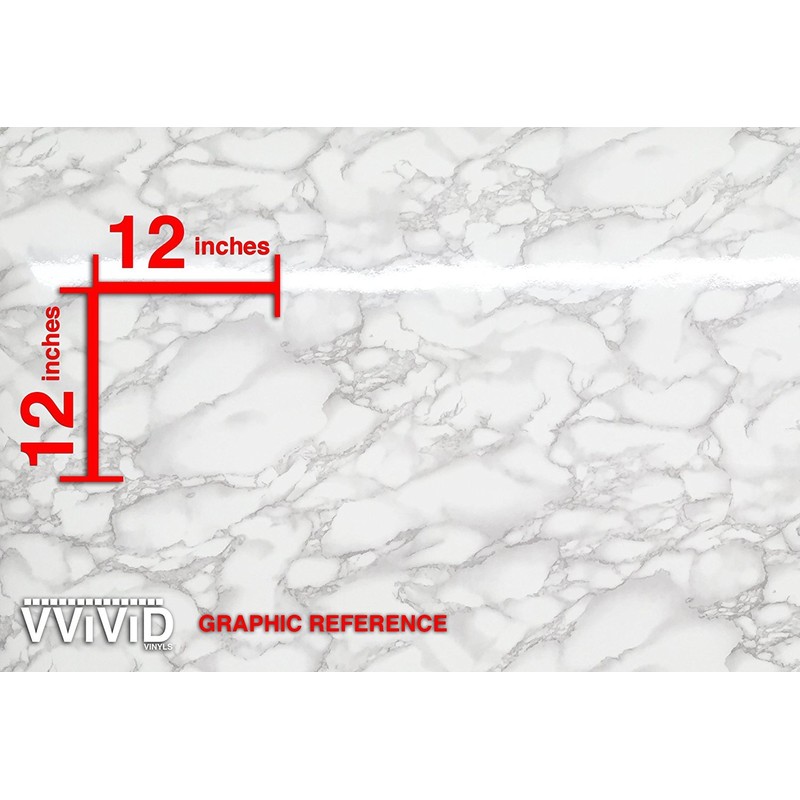 VViViD White Grey Marble Gloss Adhesive Wrap Vinyl (16" x