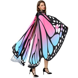 Emfay Butterfly Wings Cloak, Fairy Costume, Shawl, For Women, Cosplay, Dance Costume, Color: Pink
