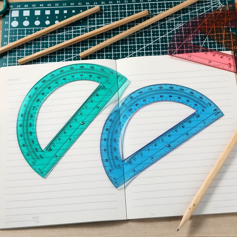 100 Pieces Math Bulk Plastic Protractors 180 Degrees 6 Inch