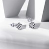 PHNIBIRD Mens Earrings Stud Square White Dice Mens Stud Earrings
