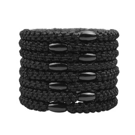 8PCS Elastic Hair Tie for Women Girls Cotton Bands Soft Woven Ponytail Holder for Thick Curly Hair Black