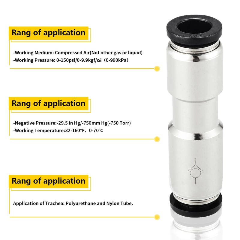 Yoebor 3/8" OD Check Valve Push to Connect One Way