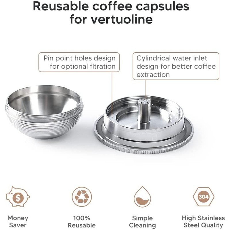 RECAFIMIL Stainless Steel Refillable Coffee Pods Compatible for Nespresso VertuoPlus,St.