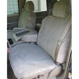Durafit Seat Covers, 2003-2007 Chevy Tahoe, Suburban and GMC Yukon Front Captain Chairs with Side Airbags and Dual Electric Controls. Gray Endura