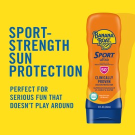 Banana Boat Banana Boat Sport Ultra SPF 50 Sunscreen Lotion, 8oz | Banana Boat Sunscreen SPF 50 Lotion, Oxybenzone Free Sunscreen, Sunblock Lotion Sunscreen, Banana Boat Lotion, Water Resistant Sunscreen, 8oz