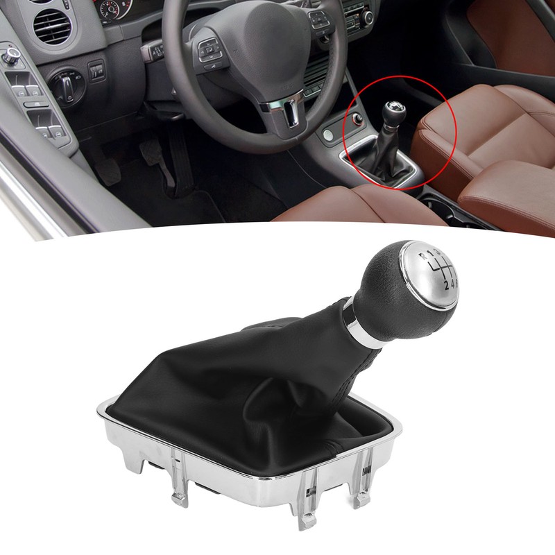 6 Speed Gear Shift Knob With PU Leather Boot Automotive