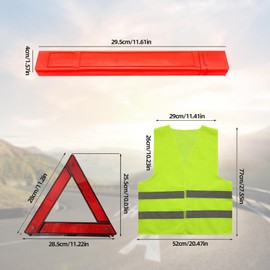 Houkary 3-in-1 Warning Triangle and Safety Vests Car Set 360 Degree Reflective Warning Triangle Car Warning Vest Breakdown Triangle Car Emergency Triangle Foldable with Storage Case