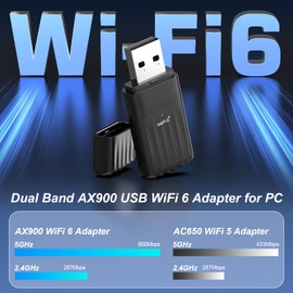 WONLINK USB WiFi Adapter for PC, WiFi 6 Adapter with Bluetooth 5.3, AX900M Dual Band 5G 2.4G WiFi Dongle for Desktop Laptop, Wireless Network Adapter Supports Windows 11/10, WPA3, Mini Size