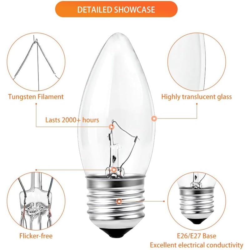 SCOMX 40W Incandescent Equivalent Energy Torpedo Tip Chandelier with Crystal
