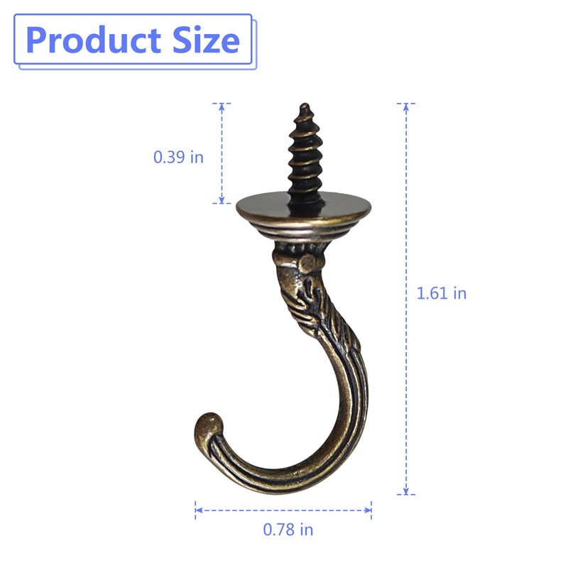 Svaitend 20 Pcs Screw Hooks, Pattern Carving Hooks Screw in