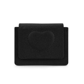 AdiStylinno Women's Small Purse, Portable Leather Mini Purse with 3 Pockets, Small Purse, Women's Cute Heart Coin Purse, Card Holding Coin Purse, black, Minimalist