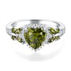 RANDES Peridot Heart Rings for Women 925 Sterling Silver Engagement