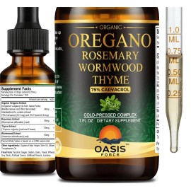 OASIS FORCE Organic Oil of Oregano | 1 fl oz Liquid | Vegan, 5% High Carvacrol.