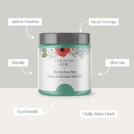 Country Chic All-in-One Chalk Paint for Furniture, Cabinets, Home Decor, Eco-Friendly, Matte Finish, Built-In Primer & Top Coat for Wood, Metal - Bliss (Teal) - 4 oz (118 ml)