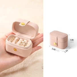 CASEGRACE Small Jewelry Ring Box Mini Travel Jewelry Case Portable Ring Storage Case for Rings Earrings, Gifts for Women Girls, Pink