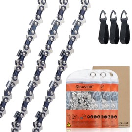 Savior 3-Pack Chainsaw Chain for 18 Inch Bar, .050" Gauge, 62 Links, 3/8" LP, Low-Kickback Chain Compatible with Husqvarna, Dolmar, Ryobi, Greenworks and More