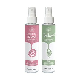 Árbora Kit Cuidado Facial: Tónico con Tea Tree + Agua de Rosas con Aloe Vera y Vitamina C