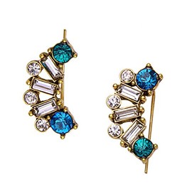 B Jewelry Collection Parker Crystal Ear Pin Climber Crawler Earrings, Antiqued