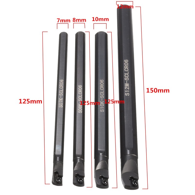 Metal Lathe Turning Tool Kit 4 PCS S07K/ S08K/ S10K/