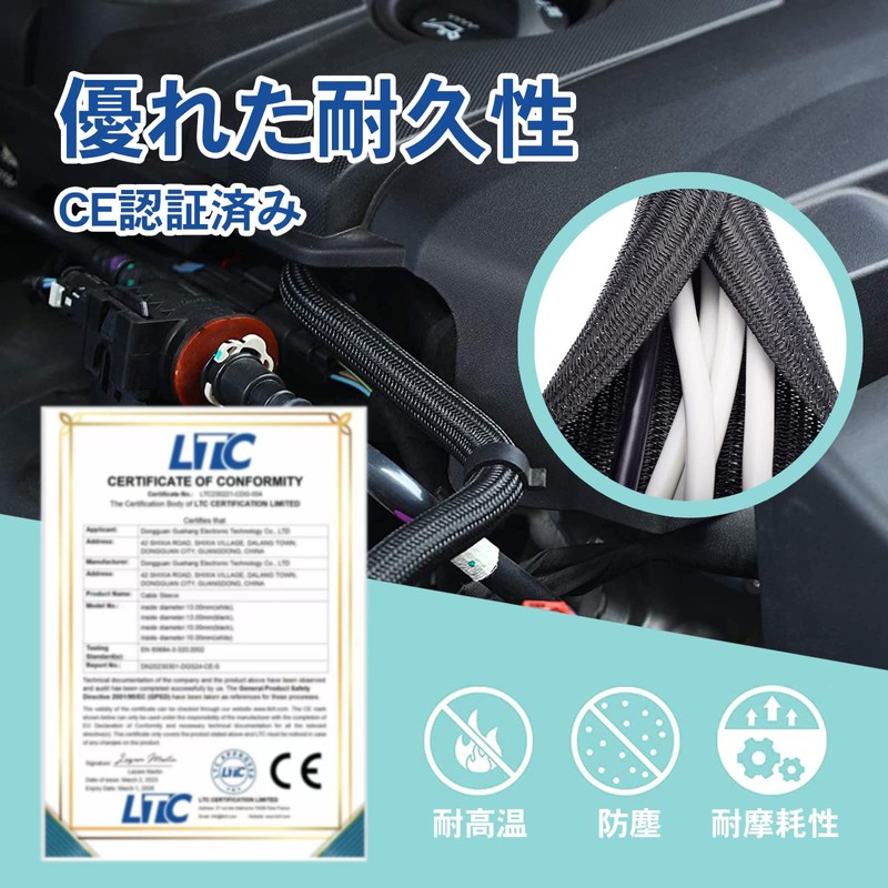 PureSino Braided Cable Sleeves, Cable Storage Sleeve, Total Length Approx.