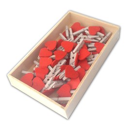 LWR Craft Wooden Mini White Red Heart with Clothespins 48pcs