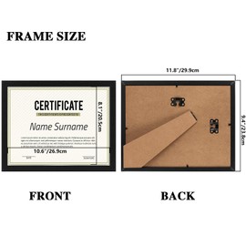 PHAREGE 8.5 x 11 Certificate Picture Frames Bulk Set of 18, Black Photo Frames for Diploma, Document, Award and Artwork, Wall Hanging or Tabletop Display
