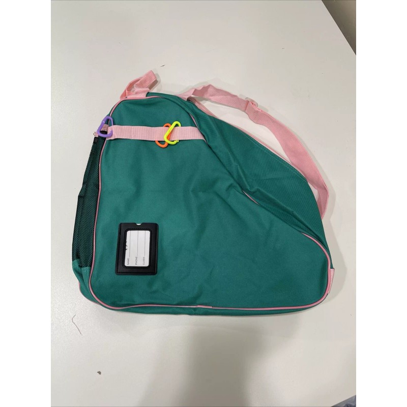 Hexiful Skate Bag Green/Pink Carrying Ice Skates Online Skates Roller