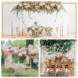 Over The Table Rod Stand with Clamps Adjustable 46"-100'' Length 29"-55" Height Gold Table Balloon Arch Stand with Storage Bag, Metal Decorating Rod Hanging