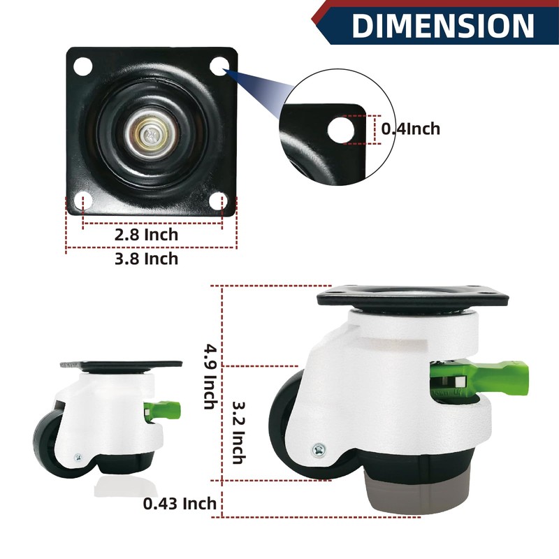 4 Pack Leveling Casters with Ratchet Handle, Adjustable Heavy Duty