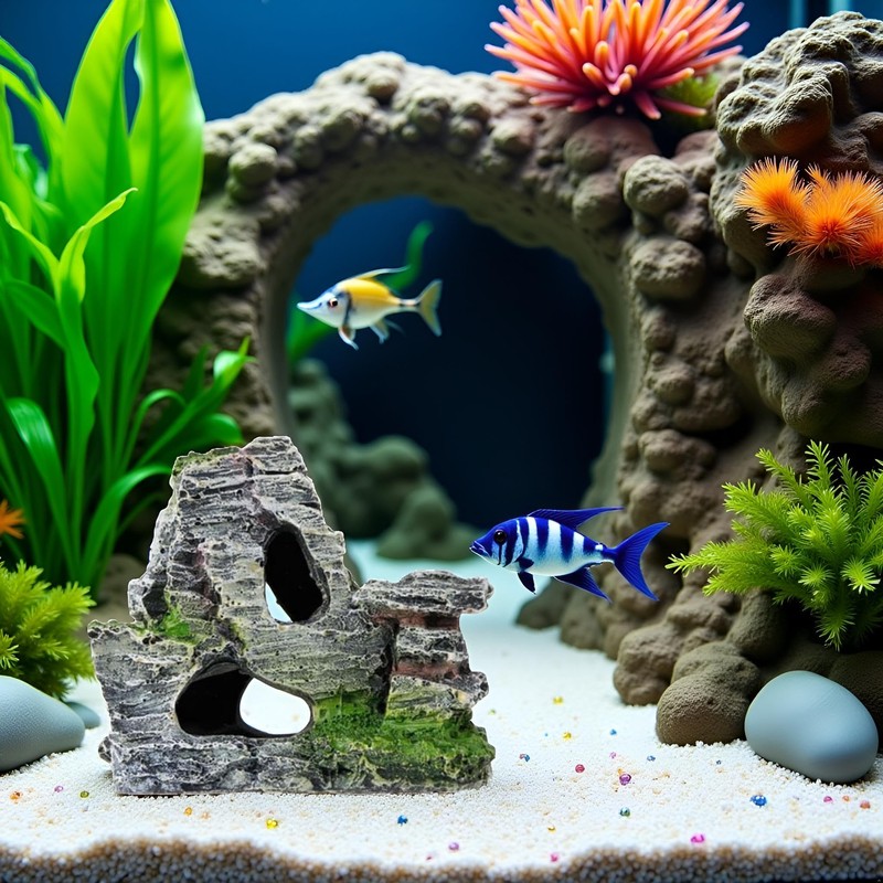 WaigN Artificial Moss Rock Aquarium Stone Cave – Resin Fish
