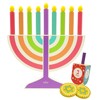 Mini Hanukkah Children Wooden Chanukah Menorah Multicolor with Removable Candles