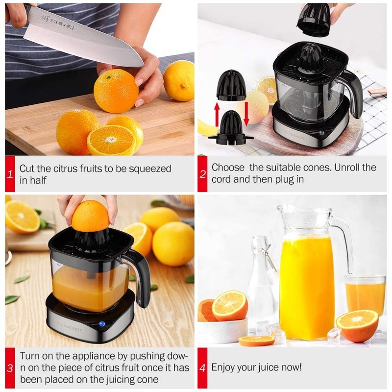 Luukmonde Electric Citrus Juicer 1.2L Large Volume, Orange Juicer with