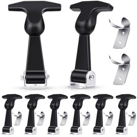 Mudder 8 Pieces Elastic Stainless Steel Rubber Hood Catch Flexible T-Handle Hasp Rubber Flexible Draw Latches with Brackets for Vehicle Engine, Hood