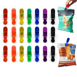 Clips para Bolsas de Patatas Fritas, Paquete de 21, Clips para Bolsas de Patatas Fritas para Ahorrar Alimentos con Parte Trasera Magnética, Clips Magnéticos para Nevera para Uso en la Cocina