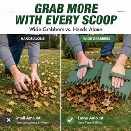 Leaf Grabber for Yard Cleanup – Wide Hand Rake Scoops for Faster Leaf Collection in Gardens, Lawns & Outdoor Areas