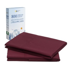 California Design Den King Size Pillows Cases Set of 2 - Luxuriously Soft and Thick 800 Thread Count, Smooth Sateen, Natural 100% Cotton King Pillowcase Pair, Cool and Durable - Red Wine