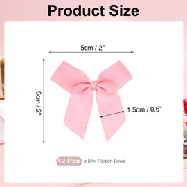 MECCANIXITY 12Pcs Premade Mini Grosgrain Ribbon Bow 2" Self Adhesive Tape Satin Ribbon Bows for DIY Craft Gift Wrapping Wedding Birthday Party Decorations Dark Pink