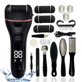 ieron Elektrische Fußfeile, Hornhautentferner, wiederaufladbar, wasserdicht, 10-in-1-Fußpflegegerät, professionelles Pediküre-Set für trockene, abgestorbene Haut, rissige Fersen, Hornhaut