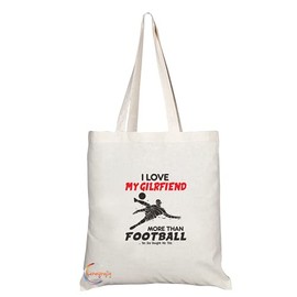 Coralgraph Inc TB1314 I Love my Girlfriend more than Football .. Yes She bought me This Tea Novelty Present Gift Printed Eco-Friendly Stylish Long Handled Tote Shoulder Bag