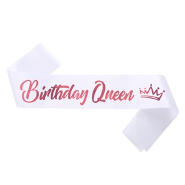 Generic Birthday Queen Sash, Hot Pink Foil Letter White Birthday Sash for Women 21st 30th 40th 50th 60th 70th 80th 90th Gifts Fun Birthday Party Favors Decorations