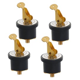 4 Pcs Brass Boat Drain Plug, 1/2 Inch Brass Snap Lock Rubber Drain Plug for Boats Yacht Kayak Marine