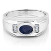 Gem Stone King Men's 925 Sterling Silver Blue Sapphire and