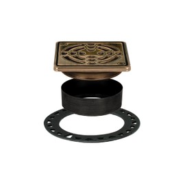Schluter Kerdi-Drain Classic Shower Grate Kit with Integrated Slope Bonding Flange - Ideal for Tile Showers - 4" Grate Size, Square, Oil-Rubbed Bronze Grate Finish - KD4GRKEOB