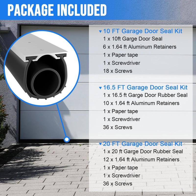 alophoty 16.5 FT Garage Door Seal Bottom Kit - Heavy