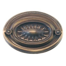 VAN DYKE'S RESTORERS Classic Colonial Revival Vintage Solid Brass Oval Handle Pull, Antique Brass, Medium