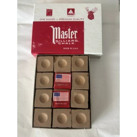 Master  Master BROWN Pool Billiard Cue Q Stick Chalk Doz. Box 12-Pack 1 Dozen 12 ct.