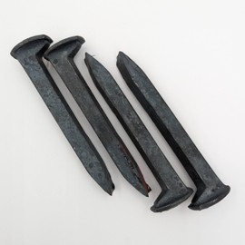 Generic 4 Railroad Spikes, Unused, High Carbon Steel, 5/16” x 6”, Knife Forging, Crafts, Decorations, or Outdoor Stakes (New, 4, Count), Black